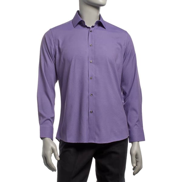 Mens Christian Aujard Geometric Regular Fit Dress Shirt - Purple