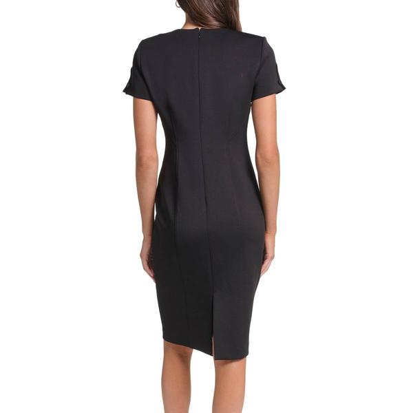 Womens Calvin Klein Short Sleeve Solid Crepe Sheath Dress