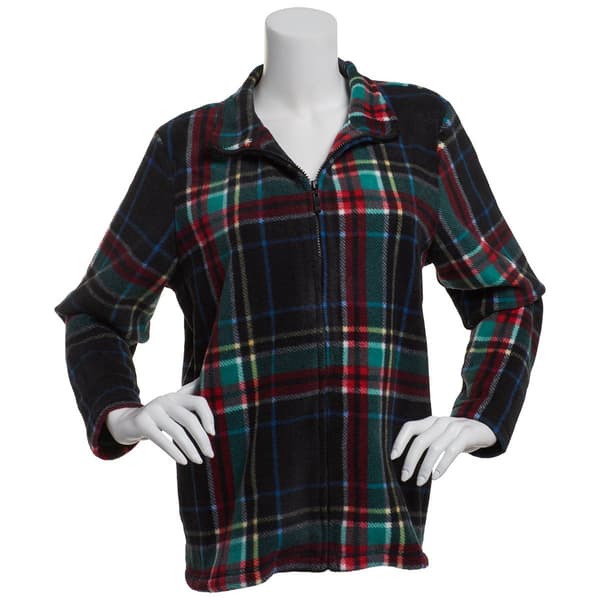 Womens Bonnie Evans Tartan Plaid Polar Fleece Jacket