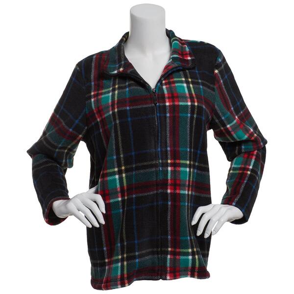 Womens Bonnie Evans Tartan Plaid Polar Fleece Jacket - image 