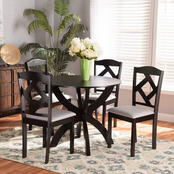 Baxton Studio Nesa Modern Dark Brown Wood 5pc. Dining Set