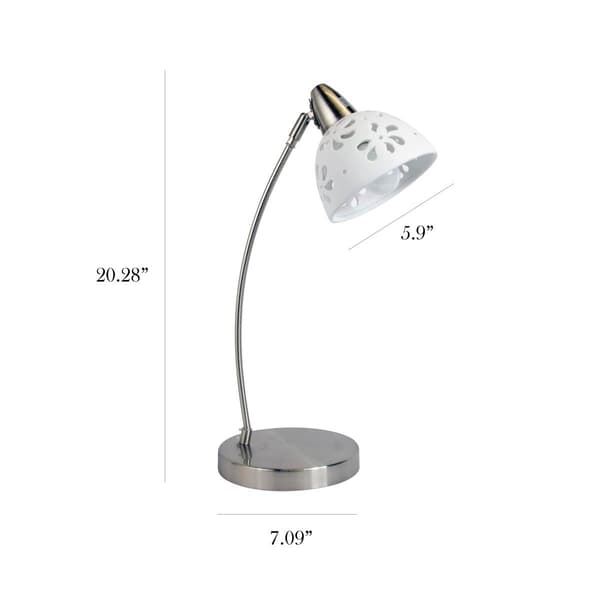Simple Designs Brushed Nickel Desk Lamp w/Porcelain Flower Shade