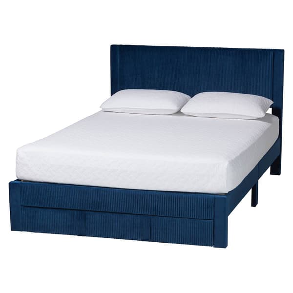 Baxton Studio Elora Modern Pleated Velvet Storage Queen Bedframe
