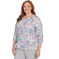 Plus Size Alfred Dunner Casual Vibe Pleat Neck Paisley Blouse - image 3