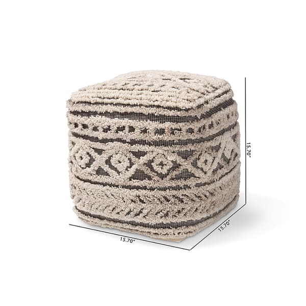 Baxton Studio Cronin Handwoven Hemp Pouf Ottoman