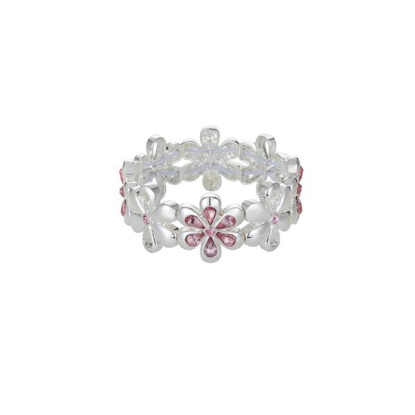 Gloria Vanderbilt Silver-Tone Light Rose Flower Stretch Bracelet - image 