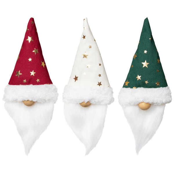 Northlight 3pk. Santa Hat Gnome with Stars Christmas Ornaments