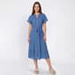 Womens Luxology Flutter Sleeve Gauze Tiered Midi Dress - image 1