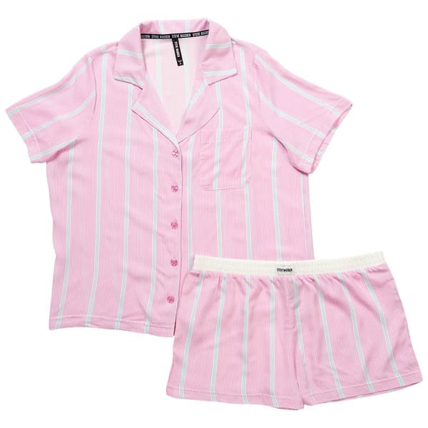 Juniors Steve Madden Candy Strip Notch Collar Pajama Set - image 