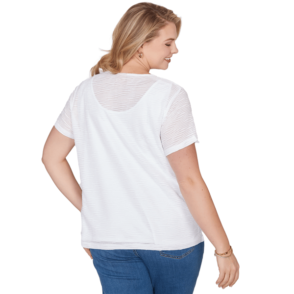 Plus Size Hearts of Palm Smooth Sailing Wavy Stripe Blouse