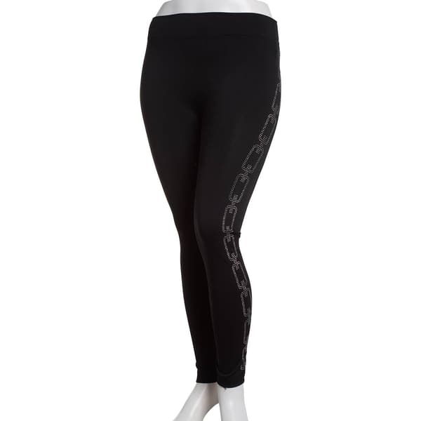 Juniors Plus One Step Up Rhinestone Seamless Leggings - image 