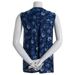 Womens Napa Valley Sleeveless Floral Pleated Knit Henley