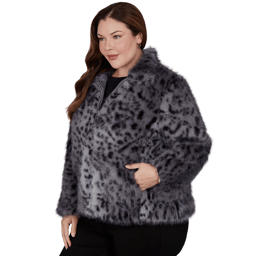 Plus Size Skye’s the Limit Icy Blue Sparkle Leopard Jacket