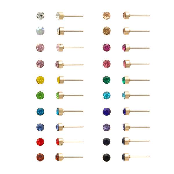 Ashley 20pr. Multi-Colored Glass Stone Earrings Set - image 