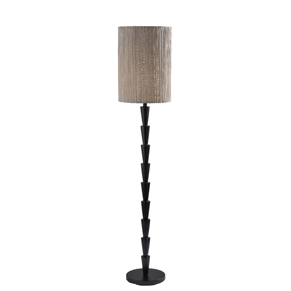 Adesso Amos Floor Lamp with Soft Pleated Oatmeal Linen Shade