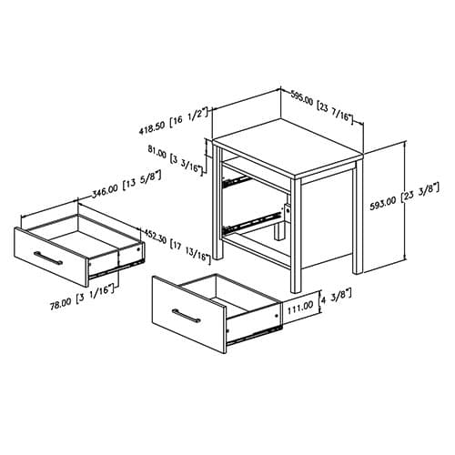 South Shore 2-Drawer Nightstand-Weathered Oak