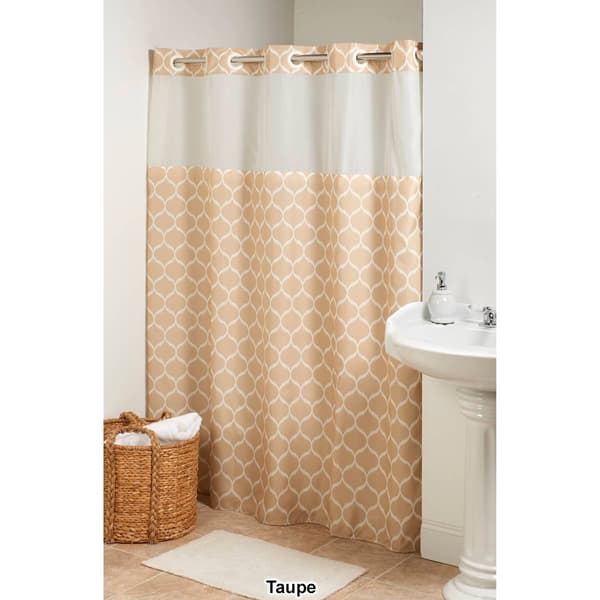 Ogee Print Hookless Shower Curtain w/ Liner