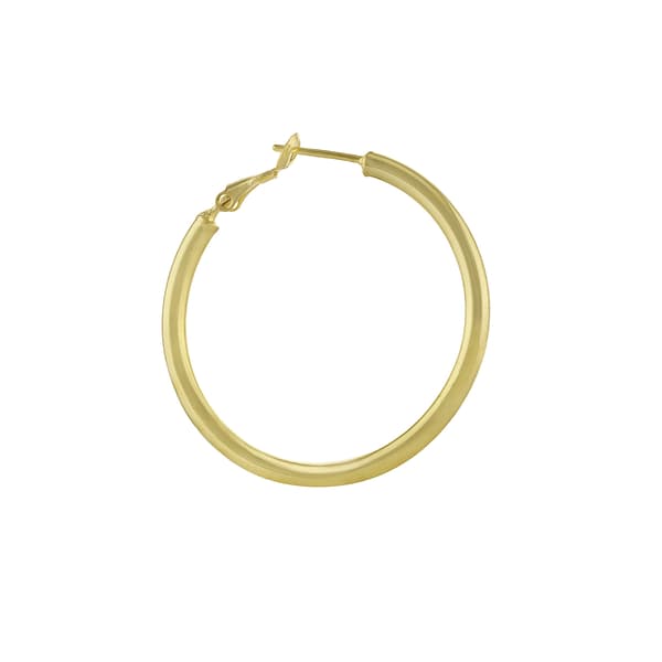 14kt. Gold over Brass 39mm Hi-Polished Tube Hoop Earrings