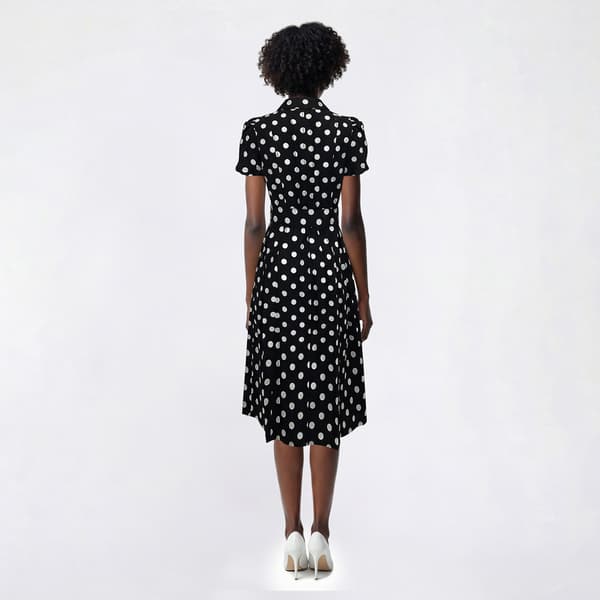 Petite Kasper Short Puff Sleeve Dot Midi Shirtdress