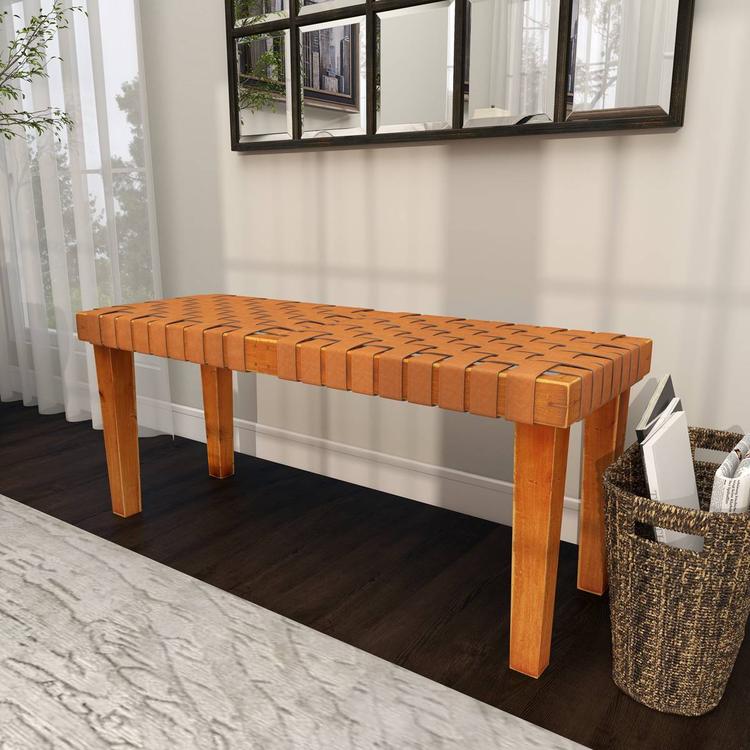 9th & Pike® Rustic Brown Wood Entryway Bench