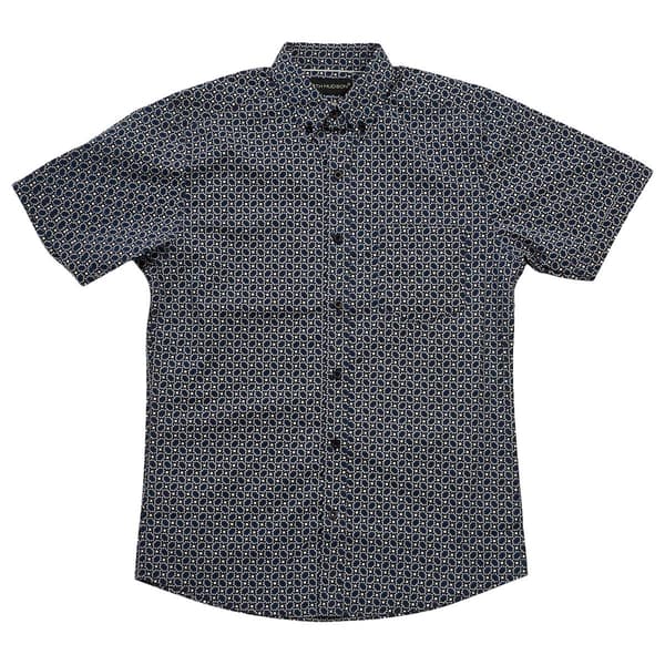Mens North Hudson Geometric Tuckless Button Down Shirt - Navy - image 