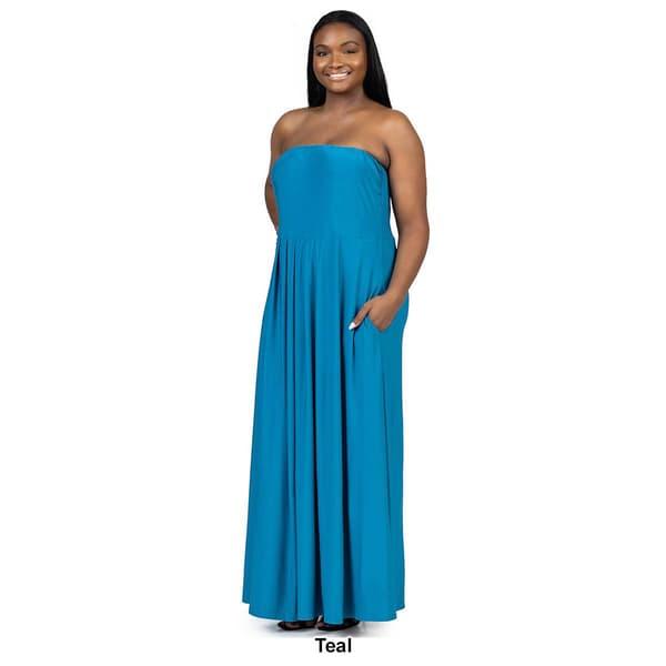 Plus Size 24/7 Comfort Apparel A-Line Strapless Maxi Dress