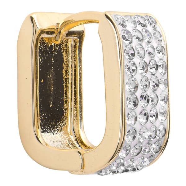 Athra 14kt. Gold over Brass 12mm CZ Oval Huggie Hoop Earrings