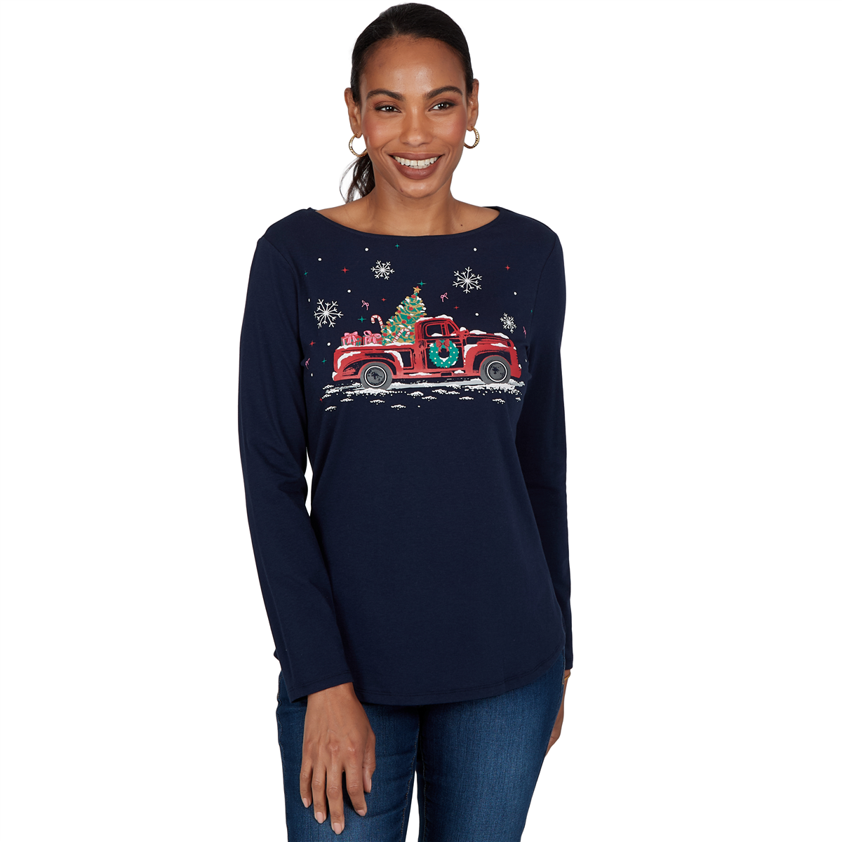 Petite Ruby Rd. Happy Holidays Christmas Truck Tee