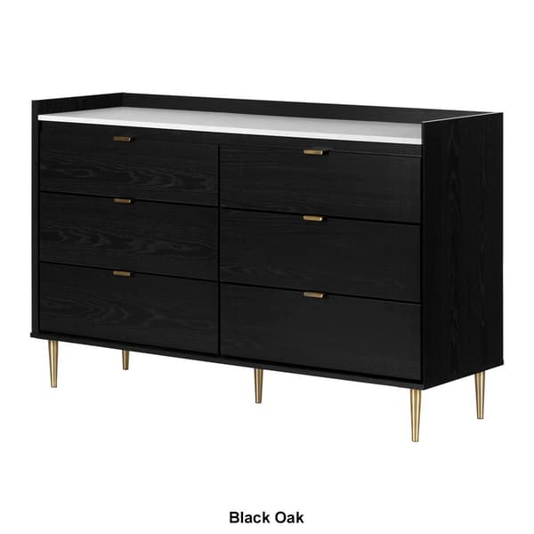 South Shore Hype 6-Drawer Double Dresser w/Faux Carrara Marble