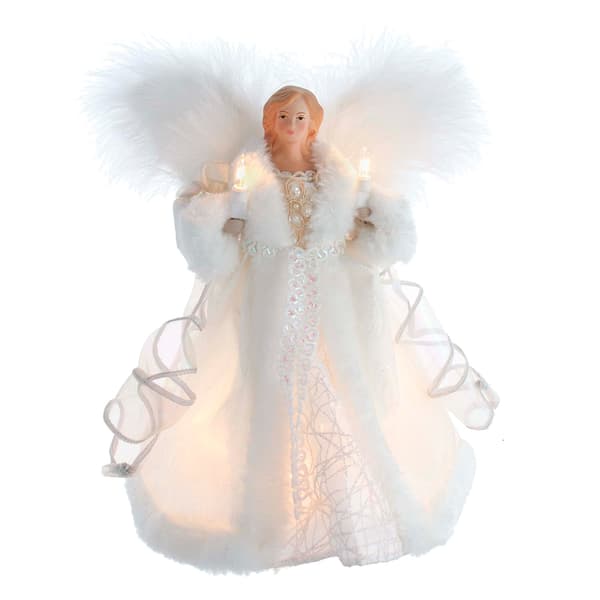 Kurt S. Adler 10in. UL 10-Light White Angel Tree Topper