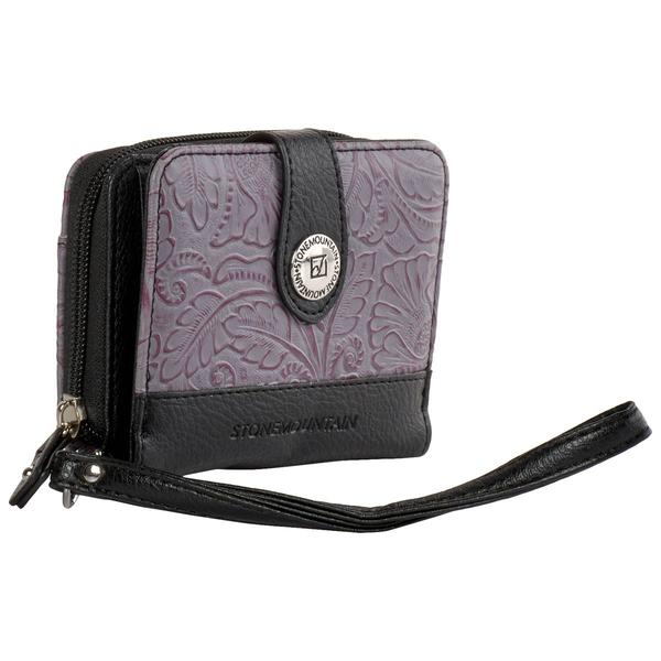 Womens Stone Mountain Tooled Small Zip Around Wristlet