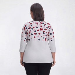 Plus Size Hasting & Smith 3/4 Sleeve Tossed Heart Bodice Tee