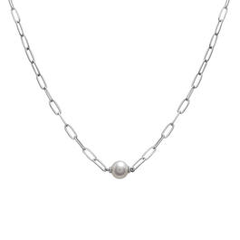 Gemstone Classics&#40;tm&#41; Sterling Silver & Pearl Trendy Chain Necklace