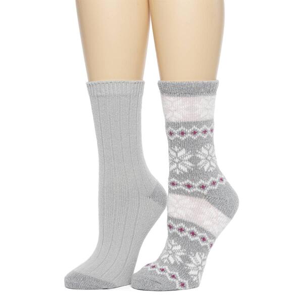 Womens Cuddl Duds 2pk Snowflake Boot Socks - image 
