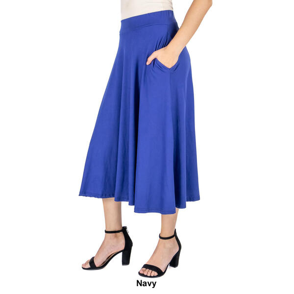 Womens 24/7 Comfort Apparel Pleated Elastic Waist Midi Skirt
