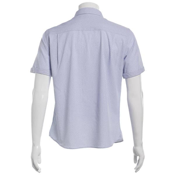 Mens Campia Short Sleeve Geometric Button Down Shirt - Blue