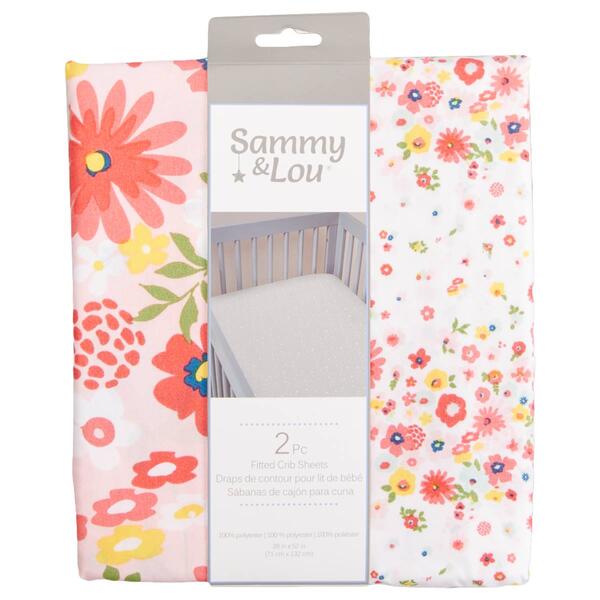 Sammy & Lou 2pk. Floral Sprinkles Microfleece Crib Sheets - image 