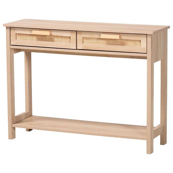 Baxton Studio Sebille Light Brown Wood 2-Drawer Console Table