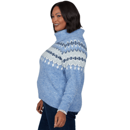 Plus Size Skye’s the Limit Icy Blue Sparkle Fair Isle Sweater