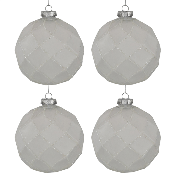 Northlight 4ct. White Glittered Christmas Glass Ball Ornaments