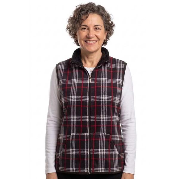 Womens Hasting & Smith Plaid Vest with Sherpa Trim