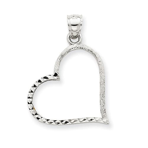 14kt. White Gold Diamond Cut Heart Pendant - image 