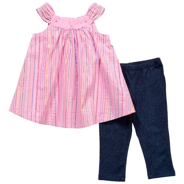 Girls &#40;4-6x&#41; Kids Headquarters&#40;R&#41; 2pc. Stripe Baby Doll Top & Capri - image 