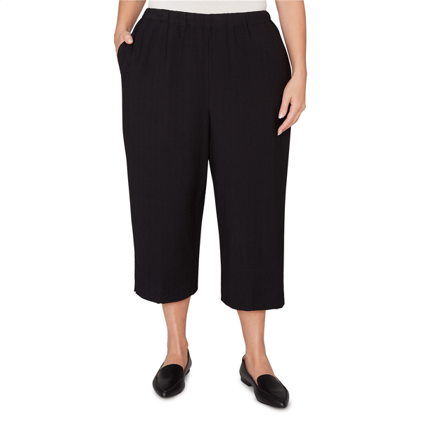 Plus Size Alfred Dunner Crowd Pleaser Relaxed Pull-On Black Capri - image 