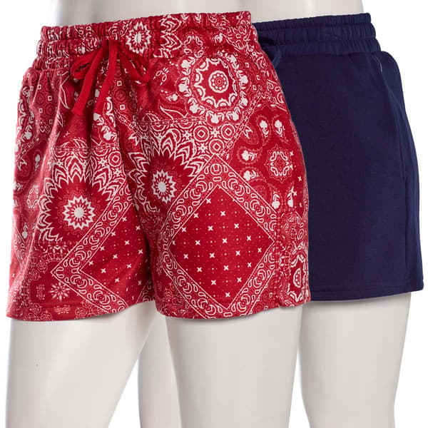 Juniors Jolie & Joy 2pk. Americana Fleece Shorts - Patchwork