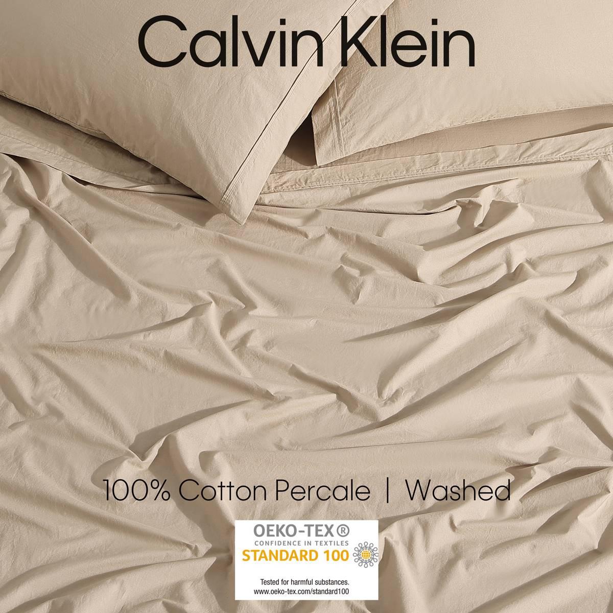 Calvin Klein Washed Percale Cotton 4pc. 200 TC Sheet Set
