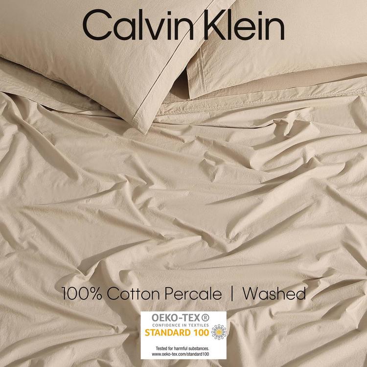 Calvin Klein Washed Percale Cotton 4pc. 200 TC Sheet Set