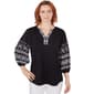 Womens Ruby Rd. Pattern Play Knit & Embroidered Solid Top - image 1