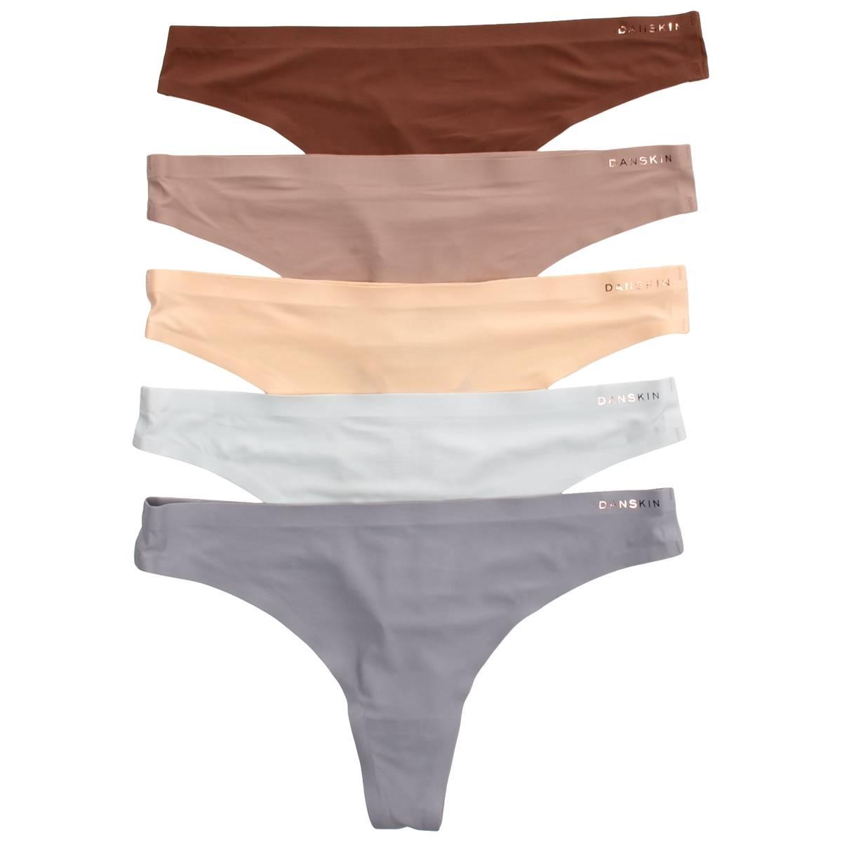 Womens Danskin 5Pk Nylon Thong w/ Rose Gold Logo DS7683-5PKC