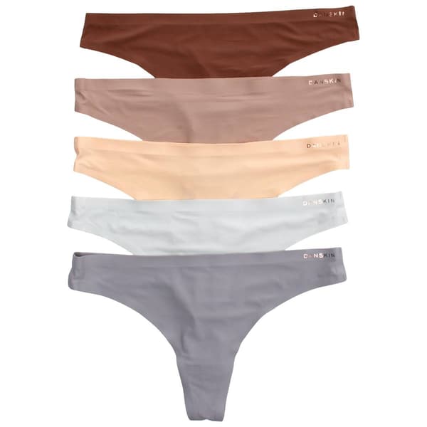Womens Danskin 5Pk Nylon Thong w/ Rose Gold Logo DS7683-5PKC - image 